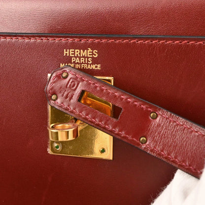 Hermes 1999 Rouge H Box Calf Kelly 32 Retourne Handbag