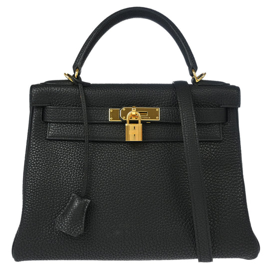 Hermes Black Togo Kelly 28 Retourne 2way Shoulder Handbag
