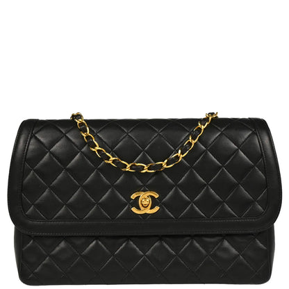 Chanel 1989-1991 Black Lambskin Shoulder Bag