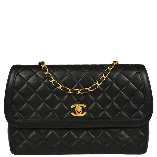 Chanel 1989-1991 Black Lambskin Shoulder Bag