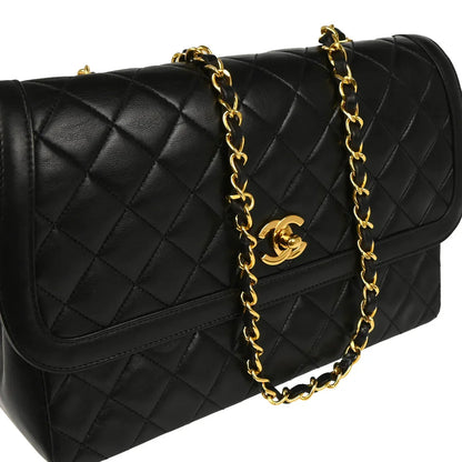 Chanel 1989-1991 Black Lambskin Shoulder Bag