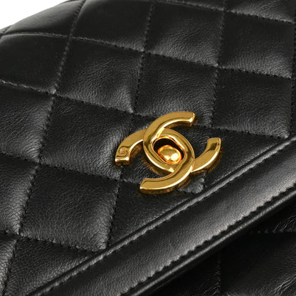 Chanel 1989-1991 Black Lambskin Shoulder Bag