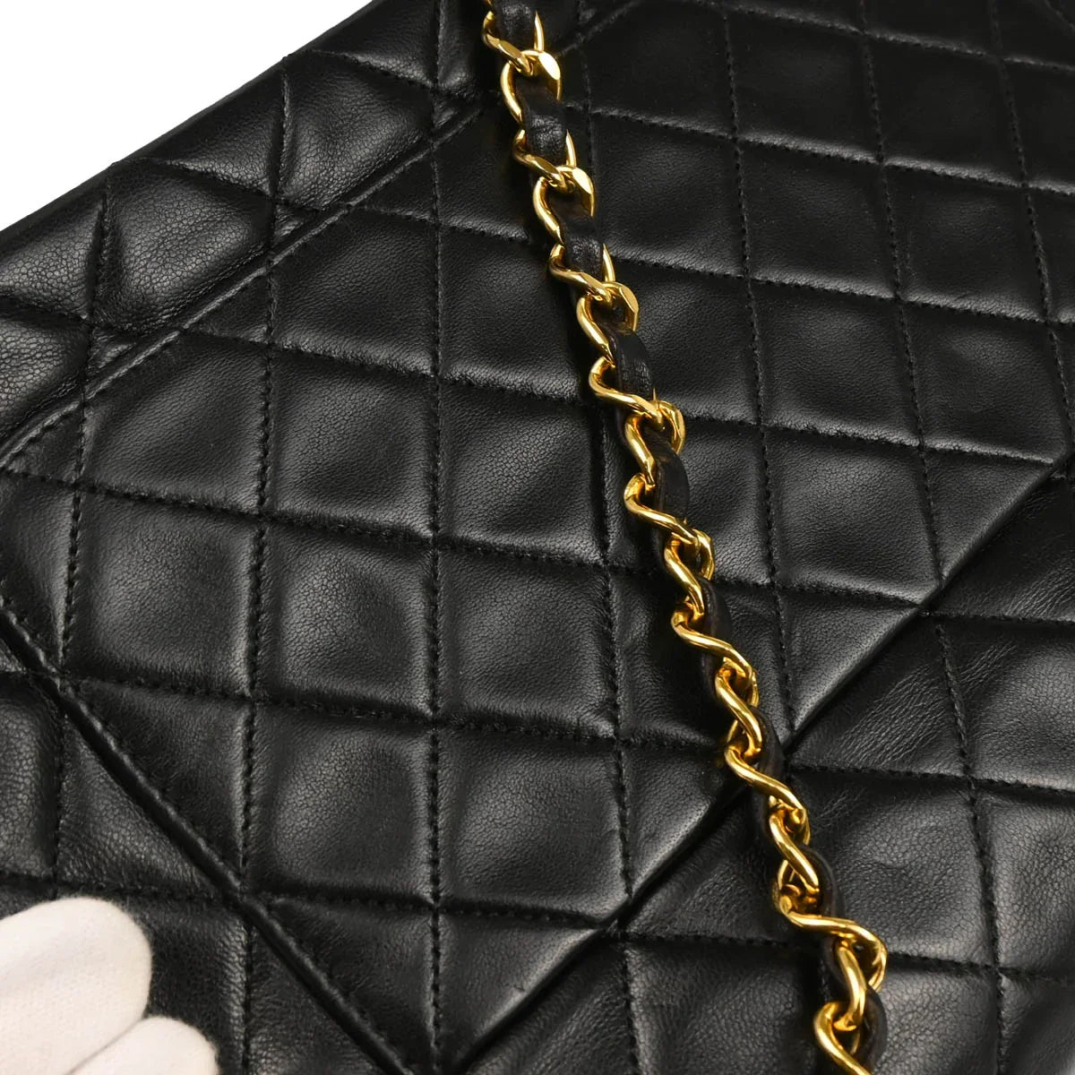 Chanel 1989-1991 Black Lambskin Shoulder Bag