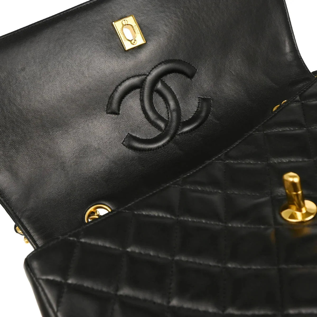 Chanel 1989-1991 Black Lambskin Shoulder Bag