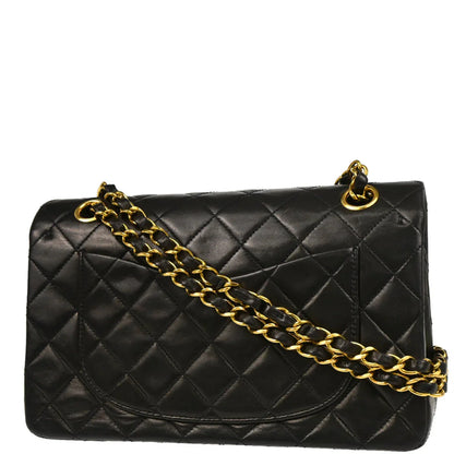 Chanel 1994-1996 Black Lambskin Small Classic Double Flap Shoulder Bag