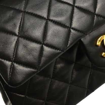 Chanel 1994-1996 Black Lambskin Small Classic Double Flap Shoulder Bag