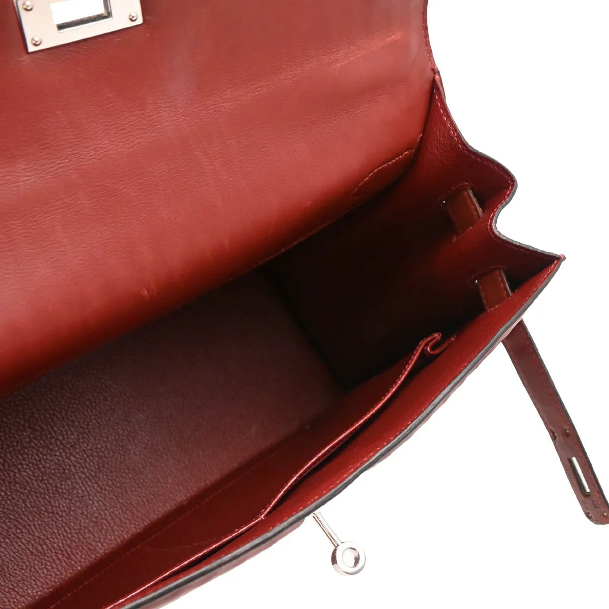 Hermes 2003 Rouge H Ever Deutch Waffle Kelly 32 Sellier 2way Shoulder Handbag