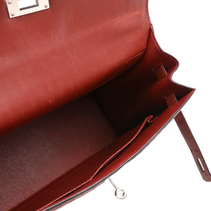 Hermes 2003 Rouge H Ever Deutch Waffle Kelly 32 Sellier 2way Shoulder Handbag