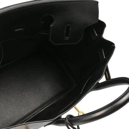 Hermes 1997 Black Box Calf Haut a Courroies 32 Handbag