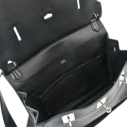 Hermes 2008 Black Taurillon Clemence Jypsiere 37 Shoulder Bag