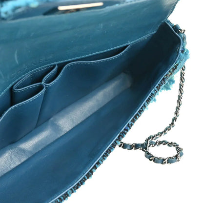 Chanel 2001-2003 Blue Tweed East West Shoulder Bag