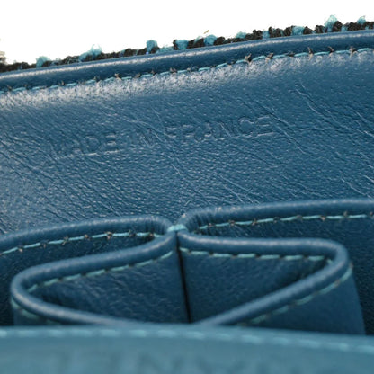 Chanel 2001-2003 Blue Tweed East West Shoulder Bag