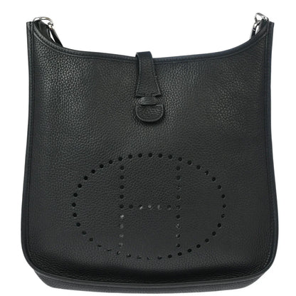 Hermes 2006 Black Taurillon Clemence Evelyne 2 PM Shoulder Bag