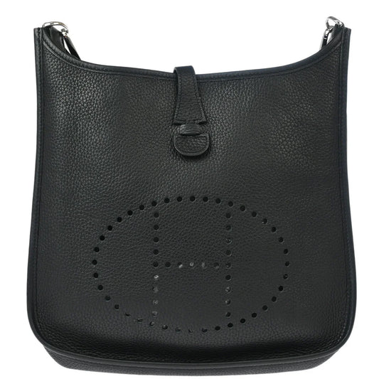 Hermes 2006 Black Taurillon Clemence Evelyne 2 PM Shoulder Bag