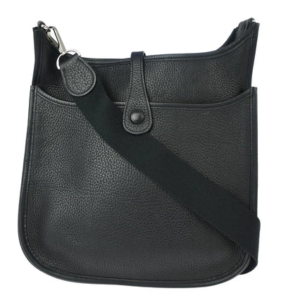 Hermes 2006 Black Taurillon Clemence Evelyne 2 PM Shoulder Bag