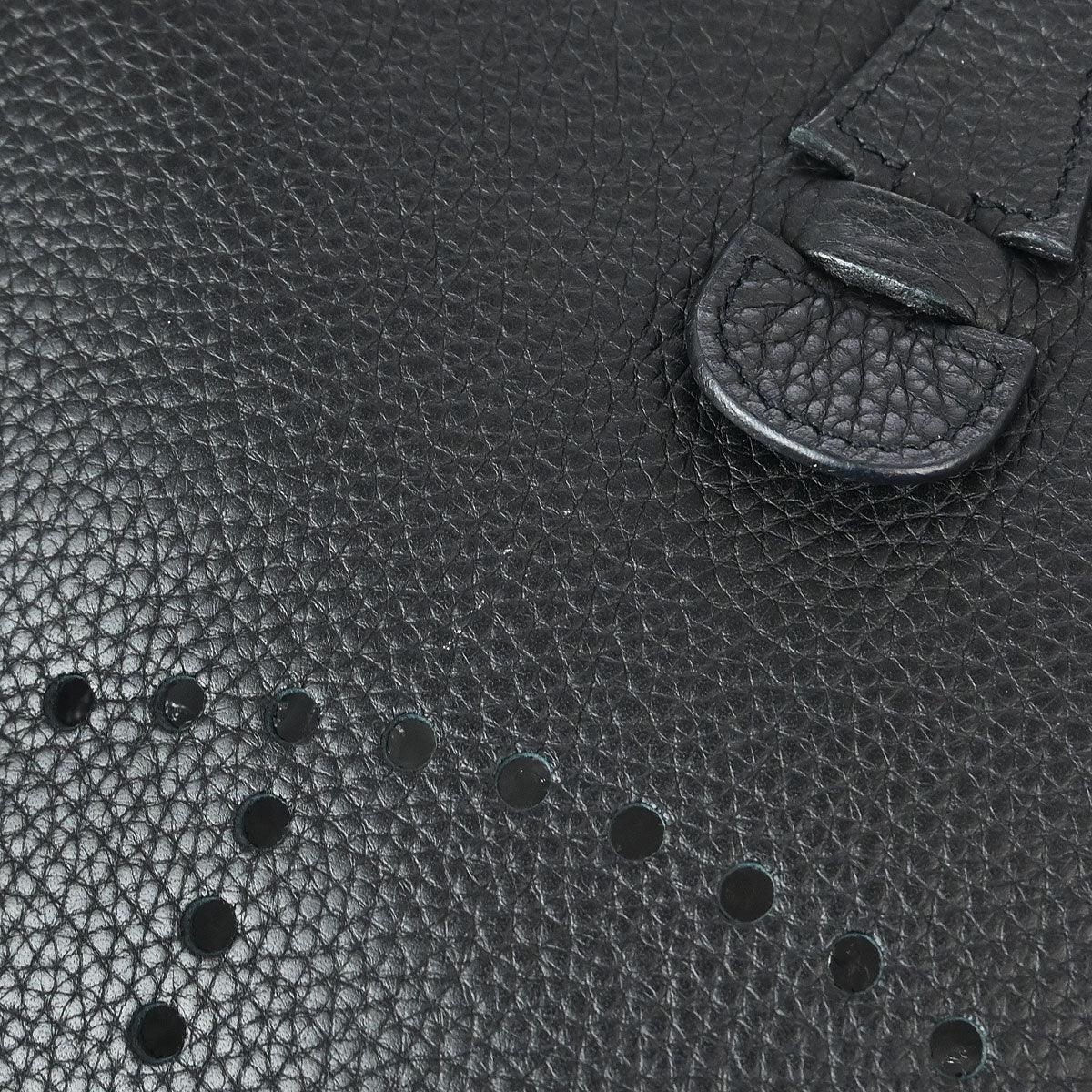 Hermes 2006 Black Taurillon Clemence Evelyne 2 PM Shoulder Bag