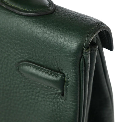 Hermes 2003 Vert Fonce Taurillon Clemence Kelly 35 Retourne 2way Shoulder Handbag