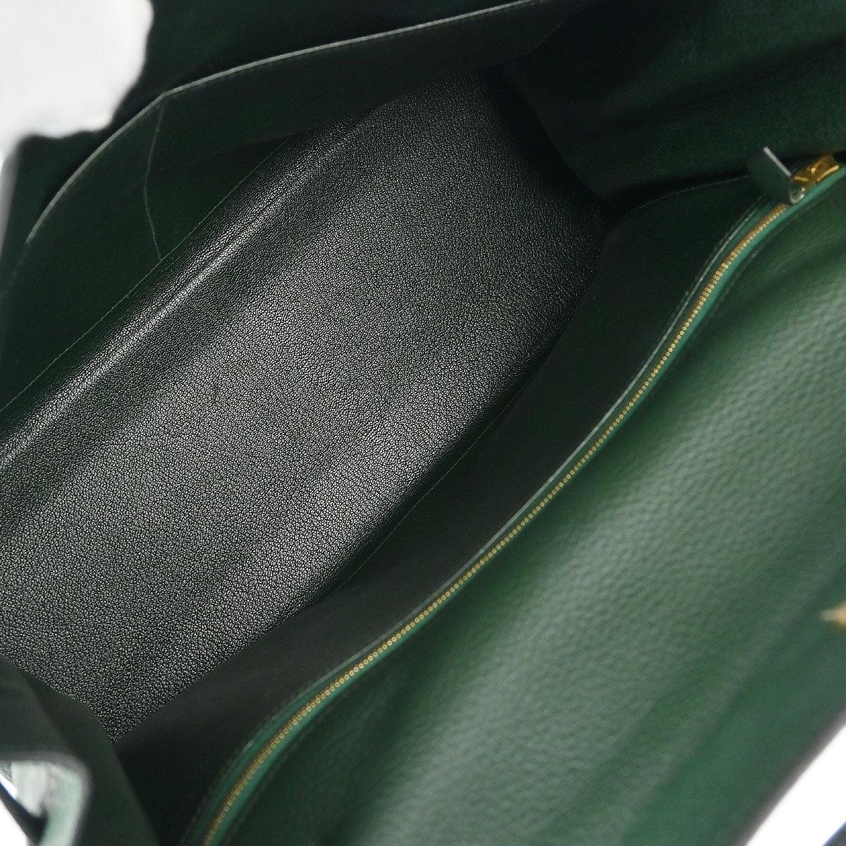 Hermes 2003 Vert Fonce Taurillon Clemence Kelly 35 Retourne 2way Shoulder Handbag