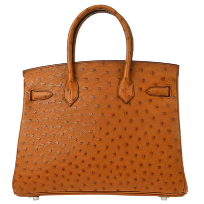 Hermes * 2007 Cognac Ostrich Birkin 30 Handbag