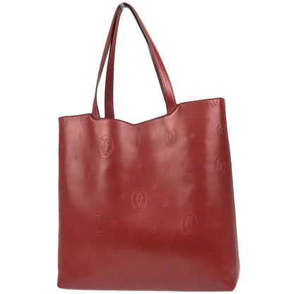 Cartier Bordeaux Leather Happy Birthday Tote Handbag