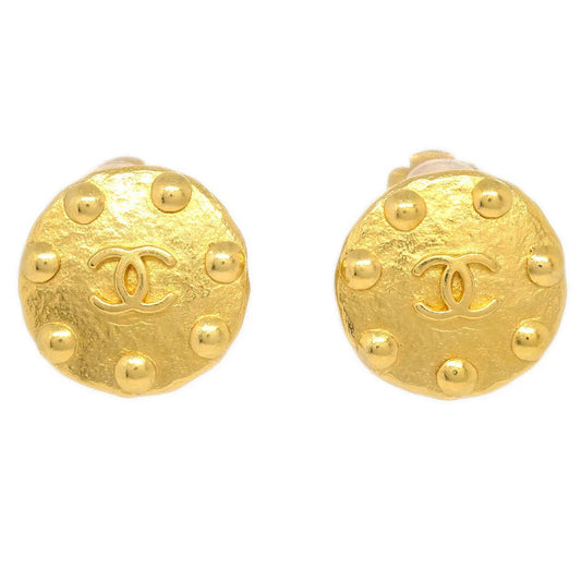 Chanel Button Earrings Clip-On Gold 97A