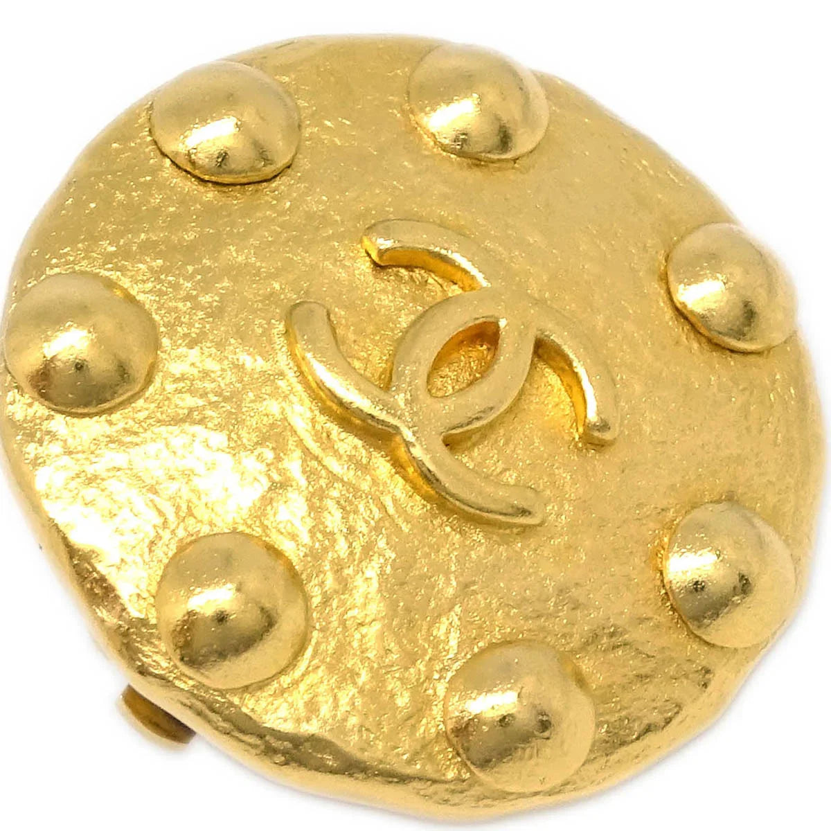 Chanel Button Earrings Clip-On Gold 97A