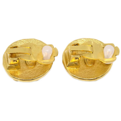 Chanel Button Earrings Clip-On Gold 97A