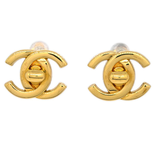 Chanel CC Turnlock Earrings Clip-On Gold Small 95A
