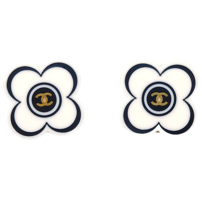 Chanel Flower Earrings Clip-On White 02P