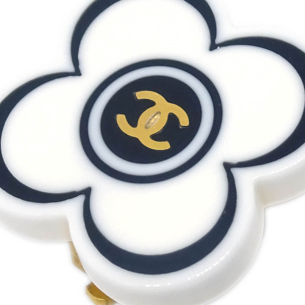 Chanel Flower Earrings Clip-On White 02P
