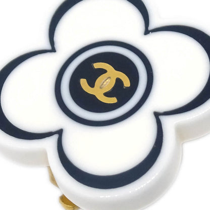 Chanel Flower Earrings Clip-On White 02P