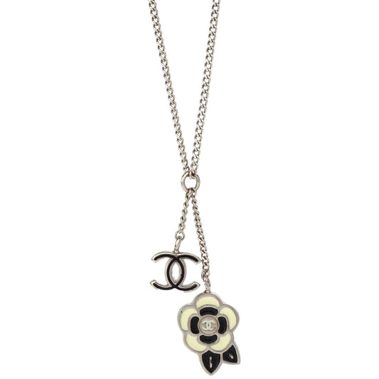 Chanel Silver CC Camellia Chain Pendant Necklace 05P