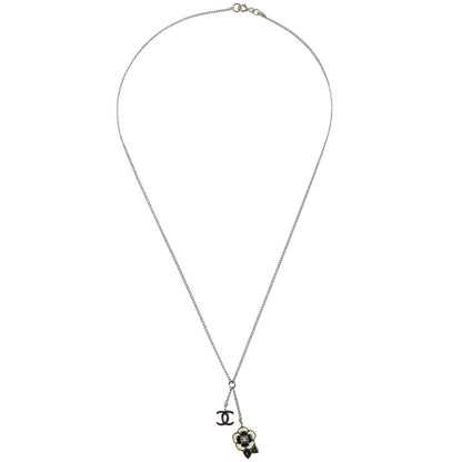 Chanel Silver CC Camellia Chain Pendant Necklace 05P