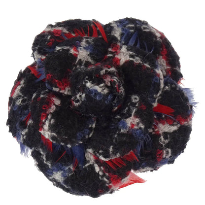 Chanel Flower Brooch Pin Black Tweed
