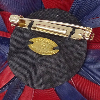 Chanel Flower Brooch Pin Black Tweed