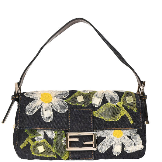 Fendi Navy Denim Baguette Handbag