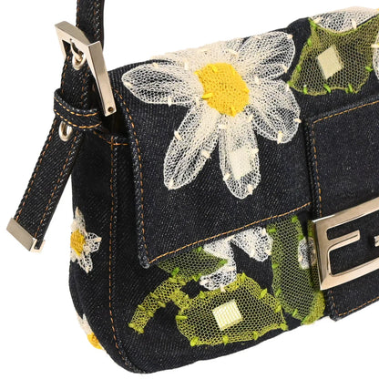 Fendi 1990-2000s Navy Denim Baguette Handbag
