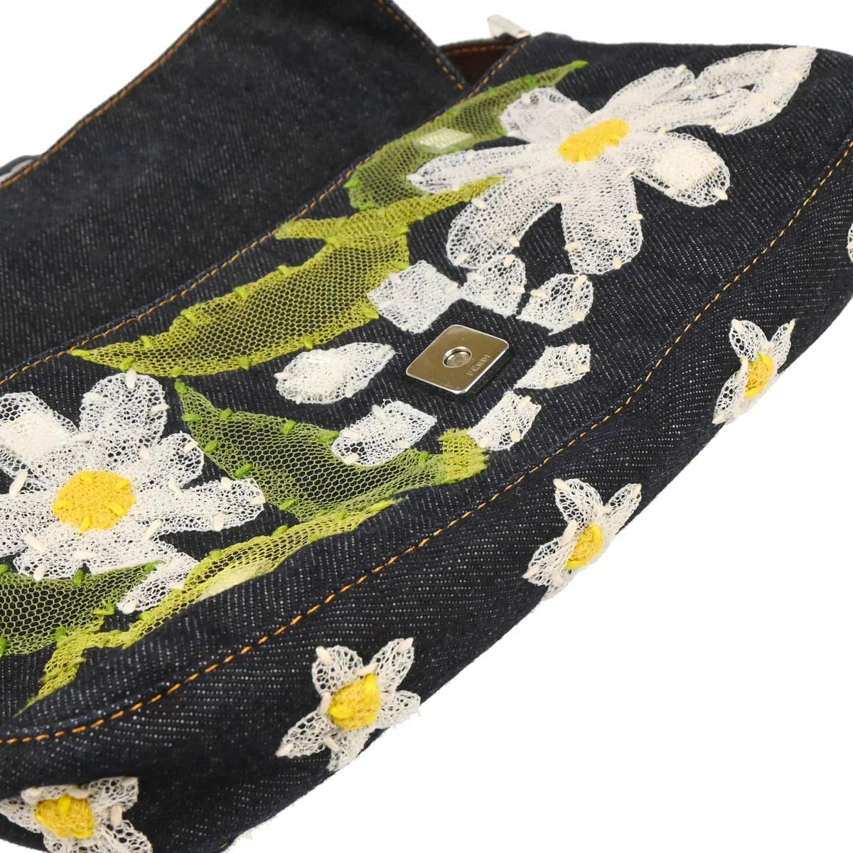 Fendi 1990-2000s Navy Denim Baguette Handbag