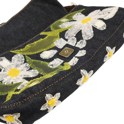 Fendi 1990-2000s Navy Denim Baguette Handbag