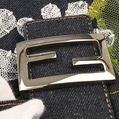 Fendi 1990-2000s Navy Denim Baguette Handbag