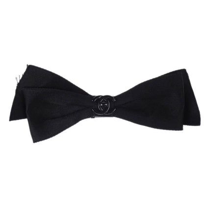 Chanel Turnlock Bow Satin Barrette Hair Accessories Black