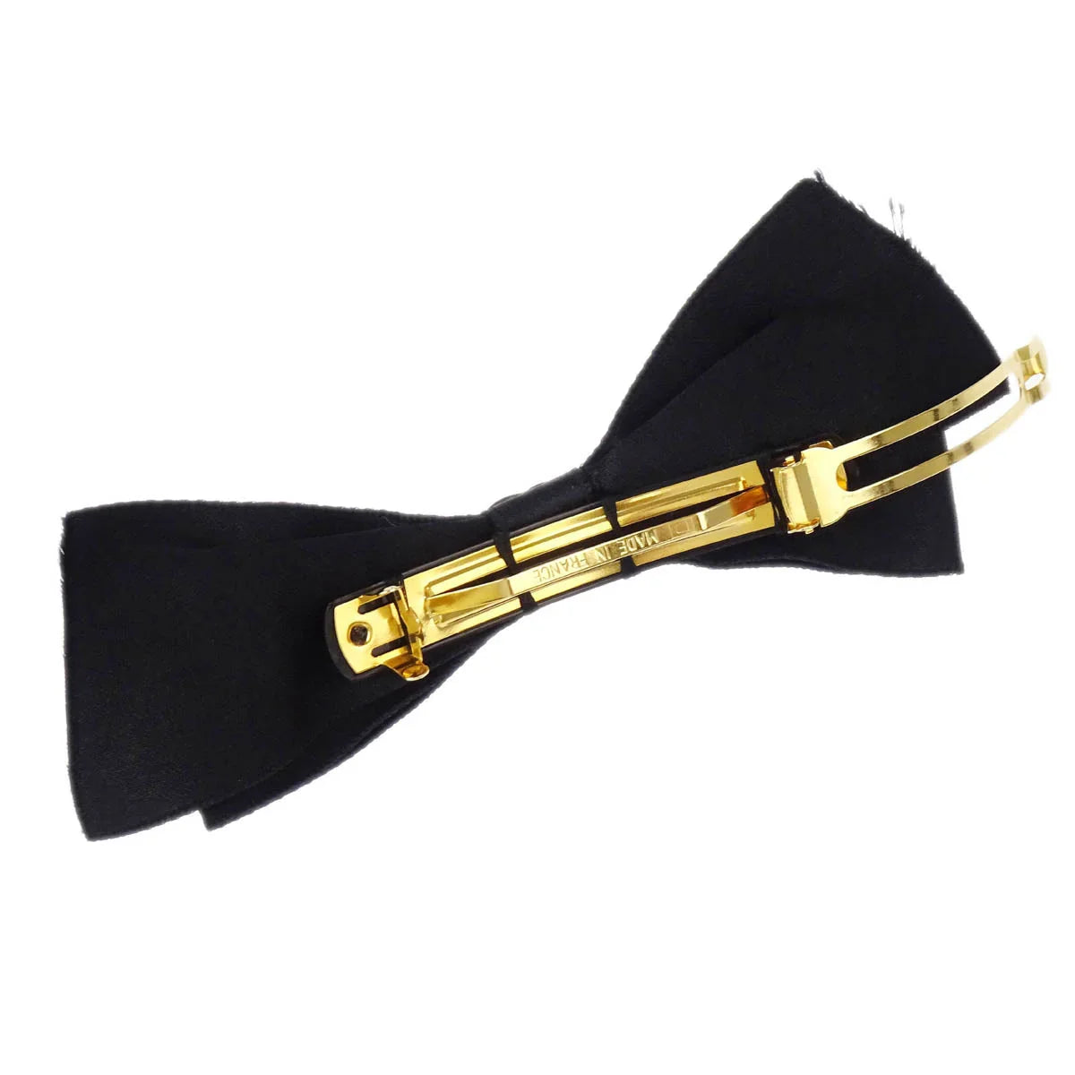 Chanel Turnlock Bow Satin Barrette Hair Accessories Black