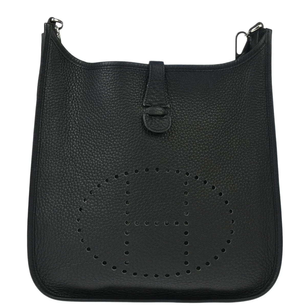 Hermes 2006 Black Taurillon Clemence Evelyne 2 PM Shoulder Bag