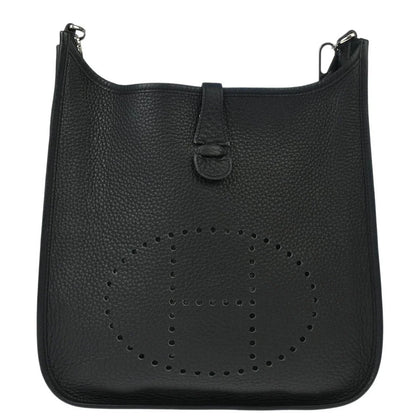 Hermes 2006 Black Taurillon Clemence Evelyne 2 PM Shoulder Bag