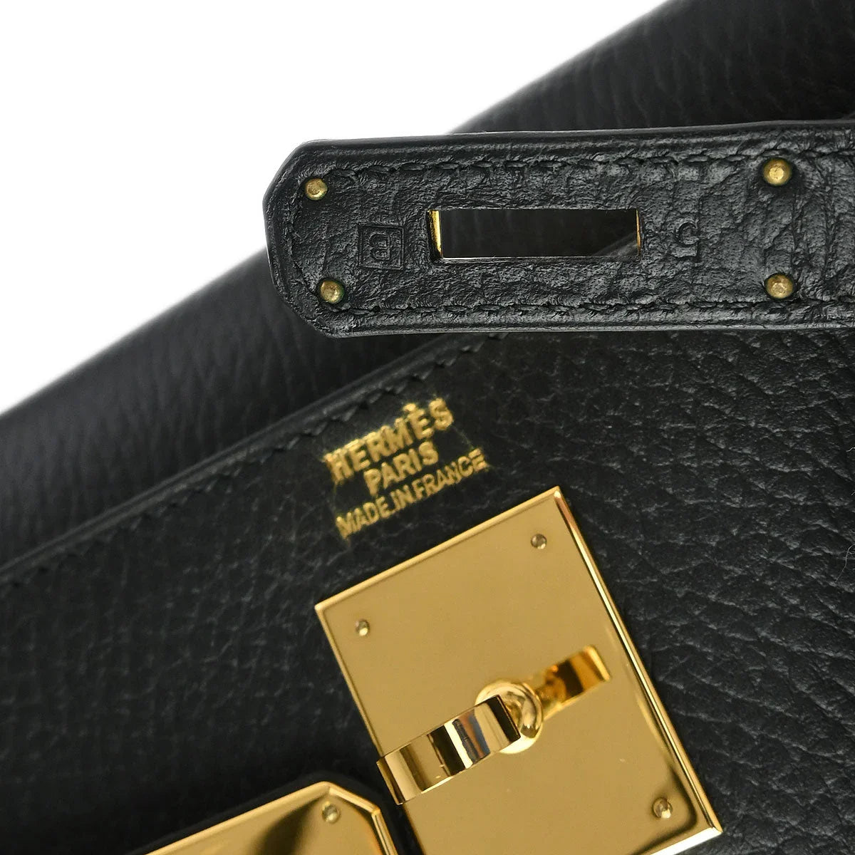 Hermes 1998 Black Ardennes Kelly 32 Sellier Handbag