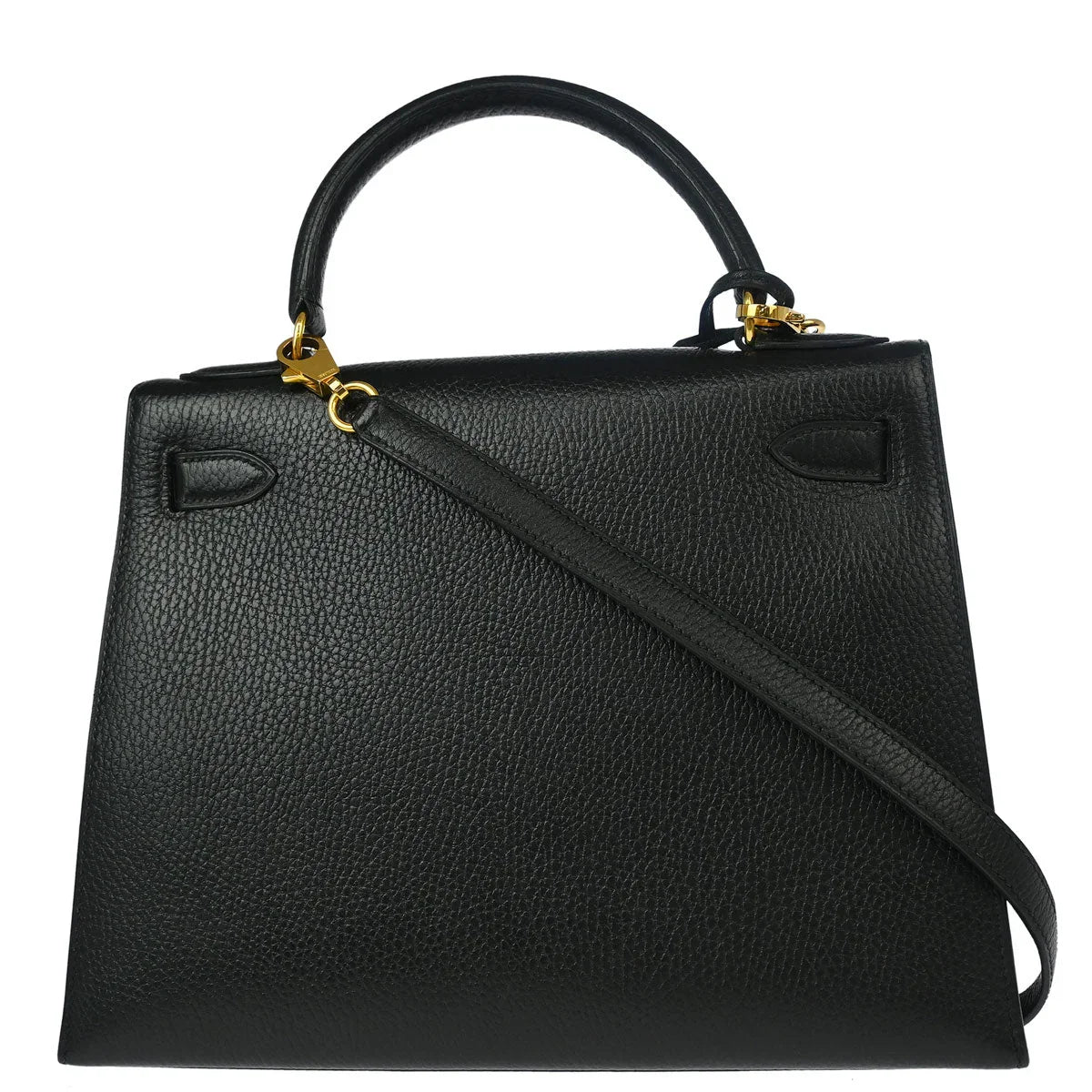 Hermes 1994 Black Ardennes Kelly 28 Sellier 2way Shoulder Handbag