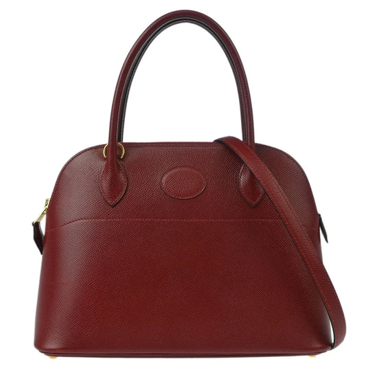Hermes 1996 Rouge H Courchevel Bolide 27 2way Shoulder Handbag