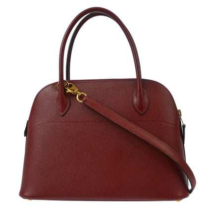 Hermes 1996 Rouge H Courchevel Bolide 27 2way Shoulder Handbag