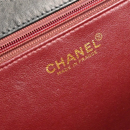 Chanel 2000-2001 Black Lambskin Turnlock Medium Half Flap Shoulder Bag