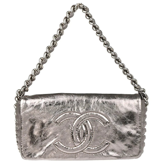 Chanel 2008-2009 Metallic Silver Calfskin Luxury Handbag